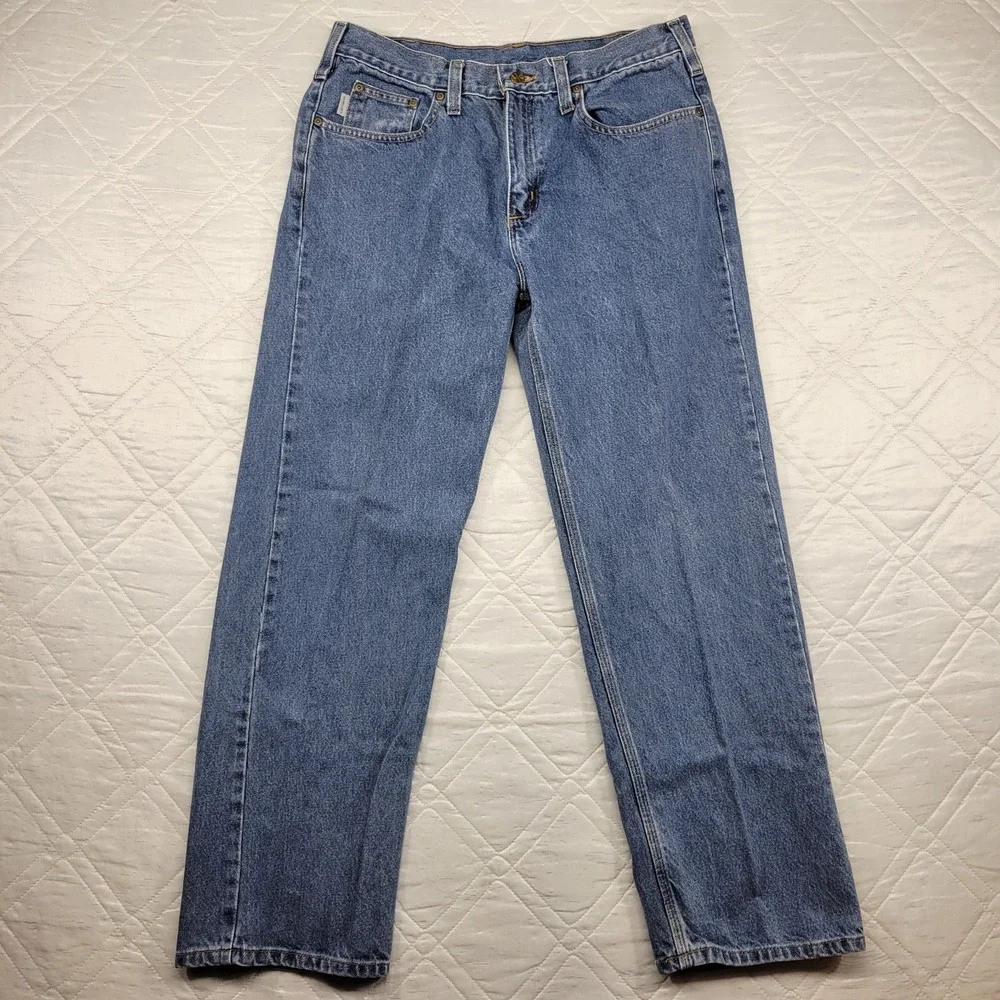 Carhartt pleated blue jeans size 35X30